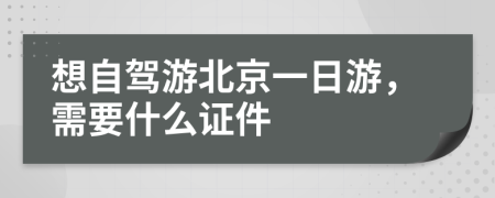 想自驾游北京一日游，需要什么证件