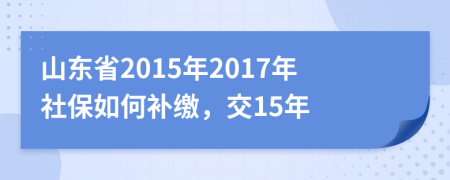 山东省2015年2017年社保如何补缴，交15年