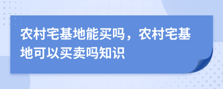 农村宅基地能买吗，农村宅基地可以买卖吗知识