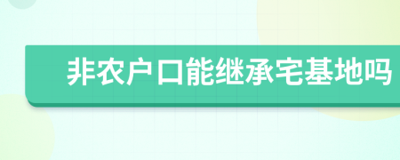 非农户口能继承宅基地吗