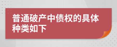 普通破产中债权的具体种类如下