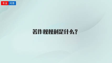 著作权权利是什么？