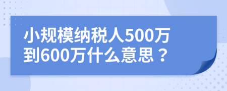 小规模纳税人500万到600万什么意思？