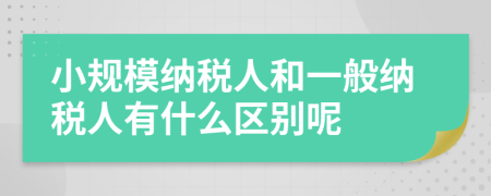 小规模纳税人和一般纳税人有什么区别呢