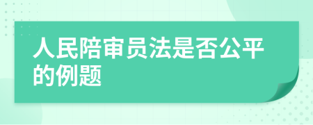 人民陪审员法是否公平的例题