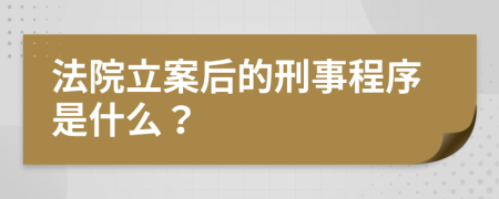 法院立案后的刑事程序是什么？