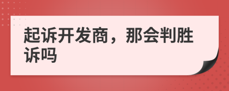 起诉开发商，那会判胜诉吗