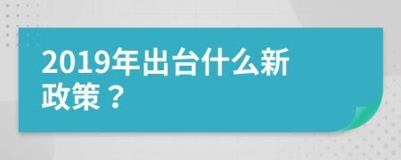 2019年出台什么新政策？