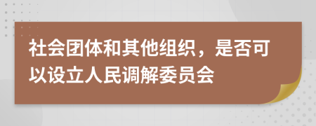 社会团体和其他组织，是否可以设立人民调解委员会