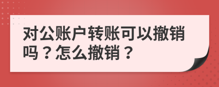 对公账户转账可以撤销吗？怎么撤销？