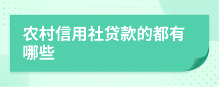 农村信用社贷款的都有哪些