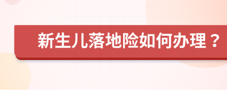 新生儿落地险如何办理？