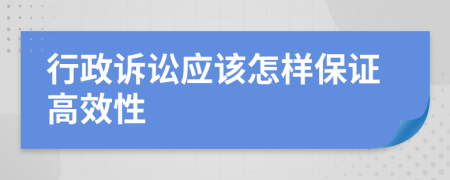 行政诉讼应该怎样保证高效性