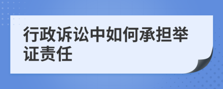 行政诉讼中如何承担举证责任