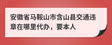 安徽省马鞍山市含山县交通违章在哪里代办，要本人