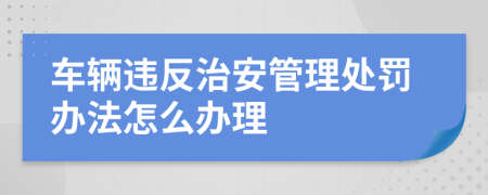 车辆违反治安管理处罚办法怎么办理