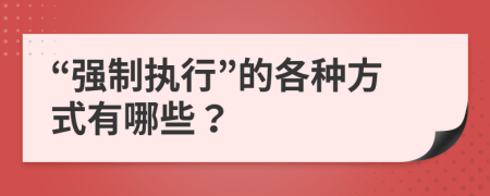 “强制执行”的各种方式有哪些？