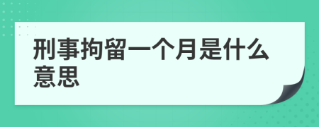 刑事拘留一个月是什么意思