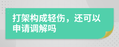 打架构成轻伤，还可以申请调解吗