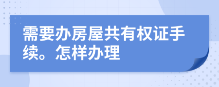 需要办房屋共有权证手续。怎样办理