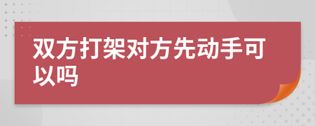 双方打架对方先动手可以吗