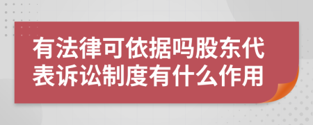 有法律可依据吗股东代表诉讼制度有什么作用