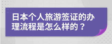 日本个人旅游签证的办理流程是怎么样的？