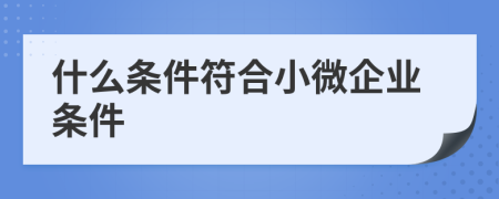 什么条件符合小微企业条件