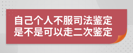 自己个人不服司法鉴定是不是可以走二次鉴定