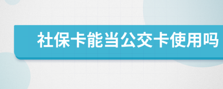 社保卡能当公交卡使用吗