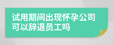 试用期间出现怀孕公司可以辞退员工吗