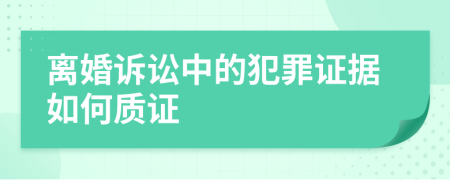 离婚诉讼中的犯罪证据如何质证