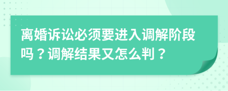 离婚诉讼必须要进入调解阶段吗？调解结果又怎么判？