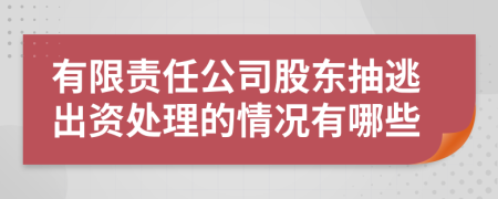 有限责任公司股东抽逃出资处理的情况有哪些