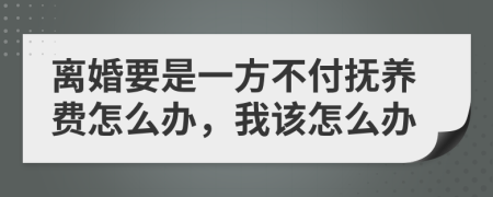 离婚要是一方不付抚养费怎么办，我该怎么办