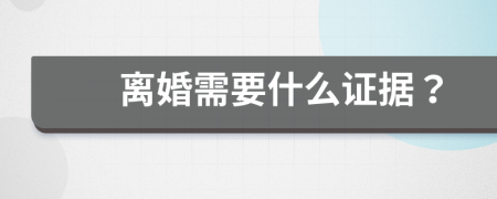 离婚需要什么证据？