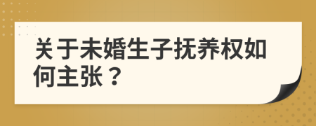 关于未婚生子抚养权如何主张？