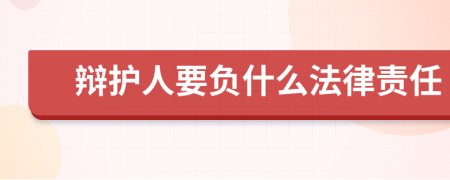 辩护人要负什么法律责任