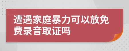 遭遇家庭暴力可以放免费录音取证吗