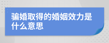 骗婚取得的婚姻效力是什么意思