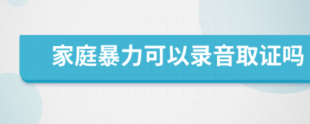 家庭暴力可以录音取证吗