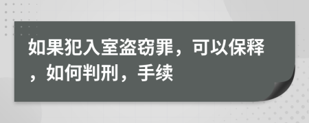 如果犯入室盗窃罪，可以保释，如何判刑，手续