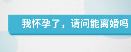 我怀孕了，请问能离婚吗