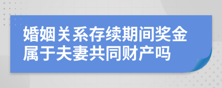 婚姻关系存续期间奖金属于夫妻共同财产吗