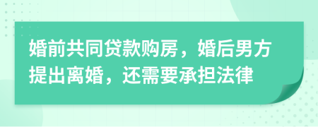 婚前共同贷款购房，婚后男方提出离婚，还需要承担法律