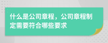 什么是公司章程，公司章程制定需要符合哪些要求