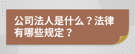 公司法人是什么？法律有哪些规定？