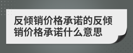 反倾销价格承诺的反倾销价格承诺什么意思