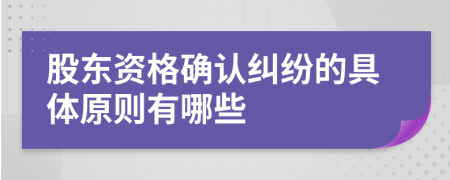 股东资格确认纠纷的具体原则有哪些