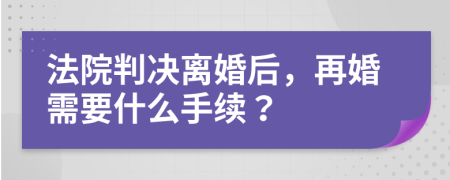 法院判决离婚后，再婚需要什么手续？